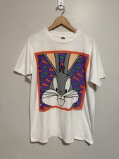 Vintage 90s Bugs Bunny White Looney Tunes Single Stitch T Shirt Size Large USA picture
