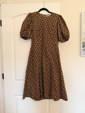 DÔEN Women’s Floral Puff Sleeve Midi Dress Round Neck Short Sleeve Size M picture