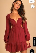 NWT Lulus Red Splendid Surprise Ruffle Mini Dress Lined Side Back Cut Outs Sz XS picture