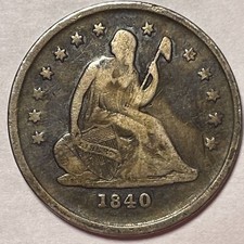 1840-O No Drapery Seated Liberty Quarter Very Fine VF Coin, Scratches #17112 picture