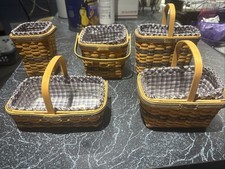 Longaberger JW Miniature Baskets 6 With Protectors and Liners picture