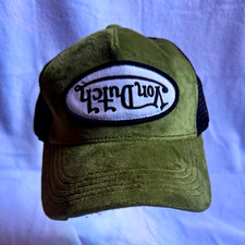 Von Dutch Green/Black Logo Trucker Hat, Mesh Back Adjustable, One Size picture