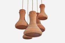 Vintage Elie Eppstein Timbrelites 5-Pendant Terracotta Chandelier picture