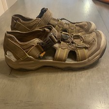 Teva Tanza Leather Brown Hiking Sandals Mens 11 Water Shoes Camping picture