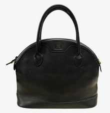 Authentic Burberry Black Leather Dome Satchel Handbag + COA picture