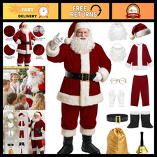 Deluxe 11pc Santa Suit Costume for Men - Christmas Adult Claus Outfit, Holiday W picture