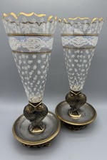 Antique Pair of Japanese Meiji style or Arts and Crafts style trumpet vases picture