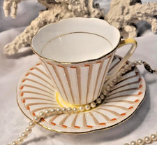 Vintage Art Deco ABJ Grafton Grecian Tea and saucer England Bone China 1930's picture