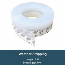 16FT/5M Weather Stripping Door Seal Strip Self Adhesive Silicone Bottom Stopper picture