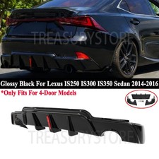 For Lexus IS250 IS350 Sedan 2014-2016 Gloss Black Rear Bumper Lip Diffuser W/LED picture