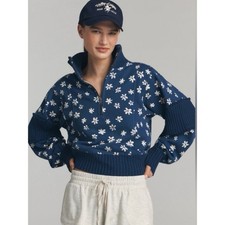 Anthropologie Daily Practice Indy Floral Half Zip Pullover Sweatshirt Size S picture