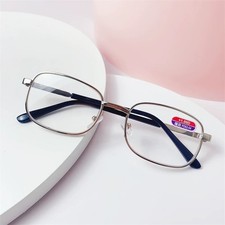 Unisex High Power Reading Glasses Metal Silver Frame  +6.00 USA  picture