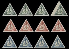 1932, LATVIA HOME GUARDS FUND, 2 PERF+2 IMPERF SETS, WMK VAR, NH, SC. #CB6-8, a picture