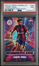 2023‑24 Topps Chrome Lamine Yamal Wonderkids RC Aqua Wave Refractor #199 — PSA 9 picture