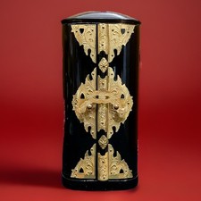 Beautiful Vintage/Antique Black Lacquer + Giltwood Japanese Zushi Shrine picture