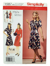 Vintage Petite Dress Sewing Pattern, 1940's Retro (Sizes 6-14) Simplicity 1587 picture