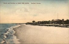 Sanibel FL Beach and Pavilion The Albertype Co. c1900s-10s Vintage Postcard bhn picture