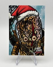 Santa Hat Martian 1/1 Sketch By Eric Medina - 2026 Topps Mars Attacks XMAS 🔥 picture