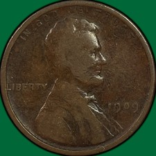 1909-VDB Lincoln Wheat Cent Very Good VG Coin #48239 picture