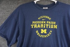 Vtg Nike Team Michigan Wolverines Shirt XL Blue Passion Pride Tradition NCAA picture