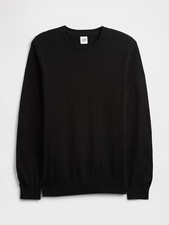 Gap Sweater Mens Small Black 100% Cotton Crewneck Soft Pullover New $45 MSRP NWT picture