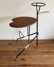 Danish Mid Century Modern MCM Teak Metal Frame Planter Stand Table Magazine Rack picture