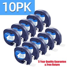 10PK Dymo Letratag Refill 91331 91330 White Plastic 12mm Label Tape 1/2