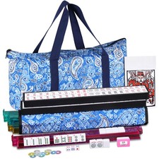 New - American Mahjong Set 166 Premium White Tiles 4 All-in-One Rack/Pushers picture