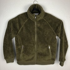 ATHLETA Tugga Sherpa Olive Brown Full Zip Jacket Women’s Medium Deep Fleece Pile picture