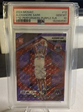 2024-25 Panini Mosaic - Epic Performers Alexandre Sarr #12 Fluorescent Purple... picture
