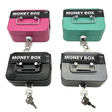 Small Cash Box with Money Tray and Lock, Metal Cash Lock Box with Key picture