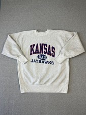 Vintage University Of Kansas Sweatshirt Mens 2XL Gray KU Jayhawks 90s Made USA picture