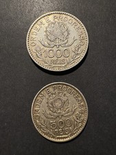 1913 Brazil Stars And Liberty Set Of 2 Silver Coins 1000 Reis And 500 Reis. picture