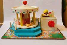 Vintage 1971 Fisher Price Merry-Go-Round Carousel Toy Works Missing Figures picture