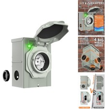 CircleCord 50 Amp Generator Inlet Box GBSS250P with 4 Pre-Drilled Wiring Holes picture