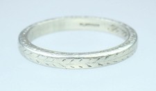 Fab Antique Art Deco Platinum Palladium 2.5mm Floral Wedding Band Ring 1921 6.75 picture