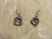 Judith Jack Marcasite 925 Silver Heart Earrings with Lever Backs picture