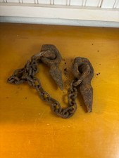Antique Hand Forged Iron Rafting Log Dog Vintage Logging Spike Chain Tool picture