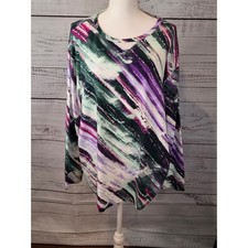 NWT Westbound Woman 2X Tunic Top Abstract Tie Dye Long Sleeve Cotton Rayon Blend picture