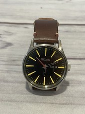 Nixon Men's The Sentry Watch Brown Leather Band Works 14J New Battery Japan picture