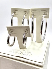 Sam's Club Italian Sterling Silver Hoop Earring Set Polished  picture