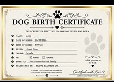 Dog Birth Certificate Puppy birth Certificate picture