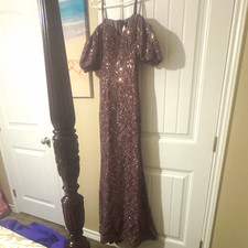 Jovani Purple Sequin Beaded Sweetheart Long Formal Gown Dress Size 8 Zip picture