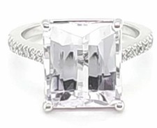 LARGE 7.57CT DIAMOND & AAA KUNZITE 18KT WHITE GOLD PRINCESS & ROUND CLASSIC RING picture