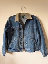 Vintage Ralph Lauren Polo Trucker Denim Jean Jacket Corduroy Collar Medium picture