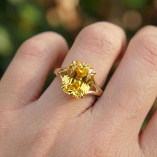 8  Ct Natural GIE Certified Yellow Sapphire Ring 925 Silver Gemstone Ring Size 9 picture