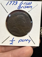 1773 COLONIAL GREAT BRITAIN HALFPENNY GEORGE III ~ Nice Coin picture
