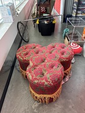 Bombay vintage trefoil  clover-shaped tufted storage ottoman red Gold picture