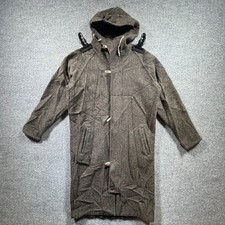 Vintage Woolrich Duffle Coat Men's M Brown Textured Knit Hooded Button-Up USA picture