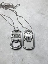 Vintage Oakley Dog Tag Bottle Opener Necklace Lot of 2 Metal 2000s Y2K Archive picture